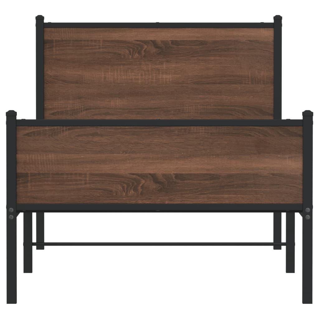 vidaXL Metal Bed Frame without Mattress Brown Oak 90x200 cm