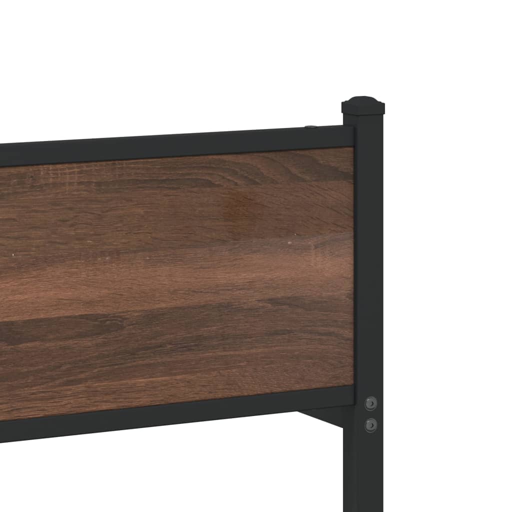 vidaXL Metal Bed Frame without Mattress Brown Oak 90x200 cm