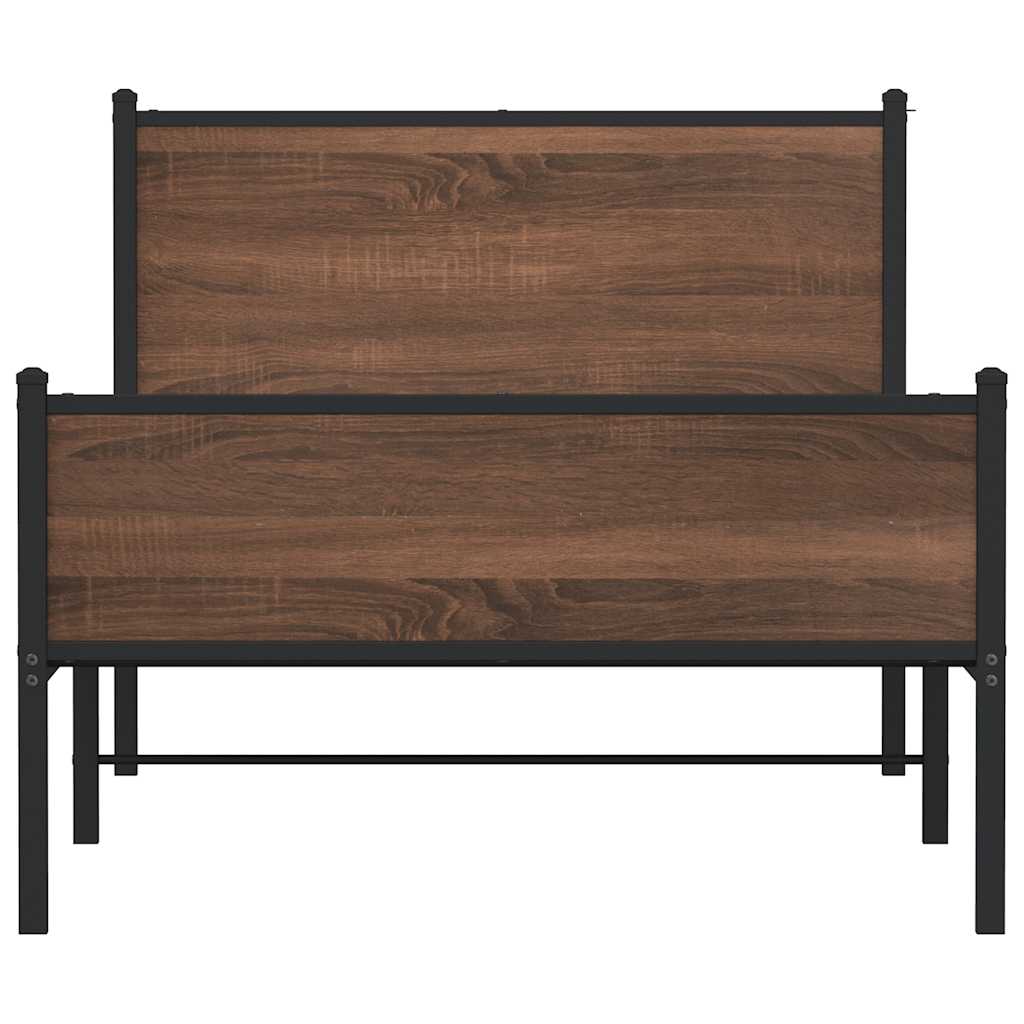 vidaXL Metal Bed Frame without Mattress Brown Oak 100x200 cm