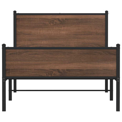 vidaXL Metal Bed Frame without Mattress Brown Oak 100x200 cm