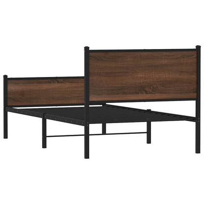 vidaXL Metal Bed Frame without Mattress Brown Oak 100x200 cm