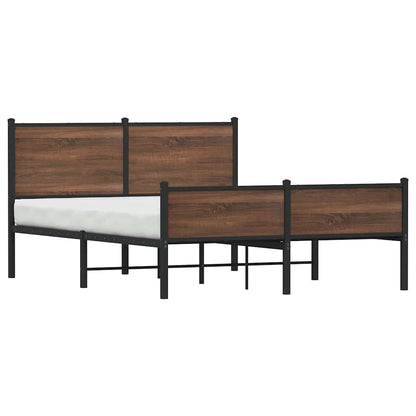vidaXL Metal Bed Frame without Mattress Brown Oak 137x190 cm
