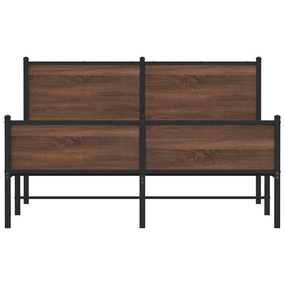 vidaXL Metal Bed Frame without Mattress Brown Oak 137x190 cm