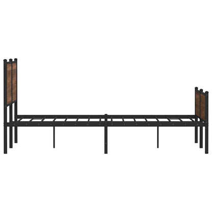 vidaXL Metal Bed Frame without Mattress Brown Oak 137x190 cm