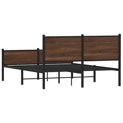 vidaXL Metal Bed Frame without Mattress Brown Oak 140x190 cm