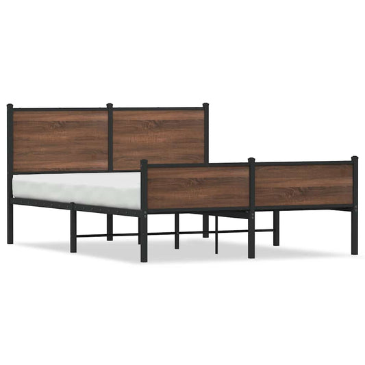 vidaXL Metal Bed Frame without Mattress Brown Oak 140x200 cm