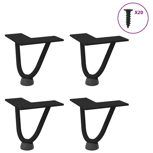 vidaXL Hairpin Legs for Coffee Table 4 pcs Black 10 cm Solid Steel