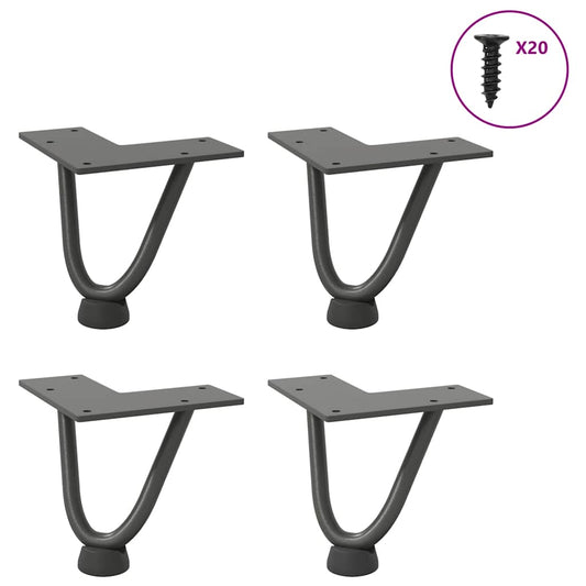 vidaXL Hairpin Legs for Coffee Table 4 pcs Anthracite 10 cm Solid Steel