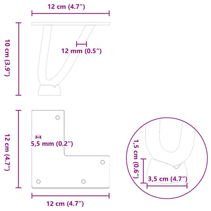 vidaXL Hairpin Legs for Coffee Table 4 pcs Natural Steel 10 cm Solid Steel