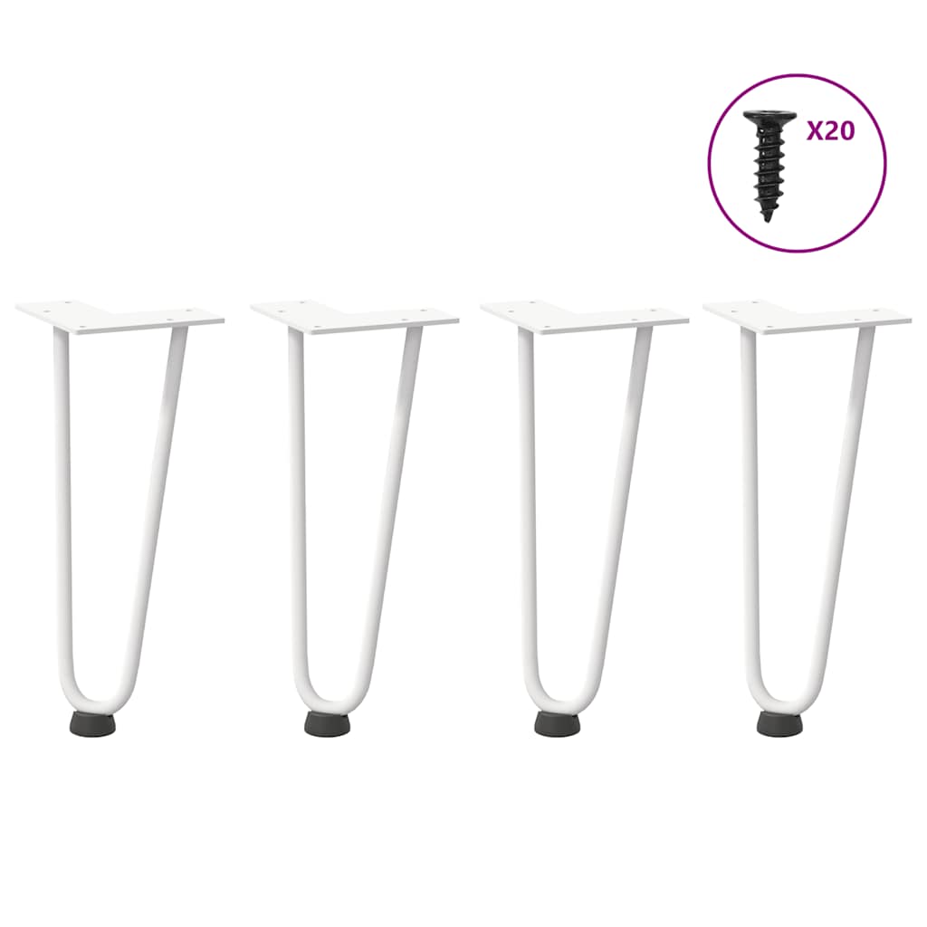 vidaXL Hairpin Legs for Coffee Table 4 pcs White 30 cm Solid Steel