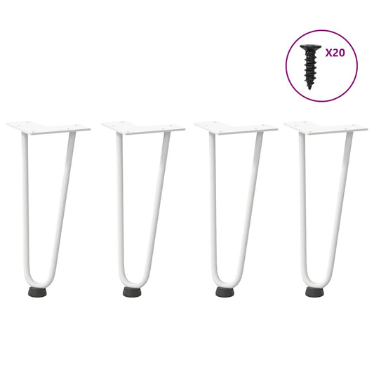 vidaXL Hairpin Legs for Coffee Table 4 pcs White 30 cm Solid Steel