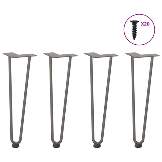 vidaXL Hairpin Legs for Coffee Table 4 pcs Natural Steel 42 cm Solid Steel