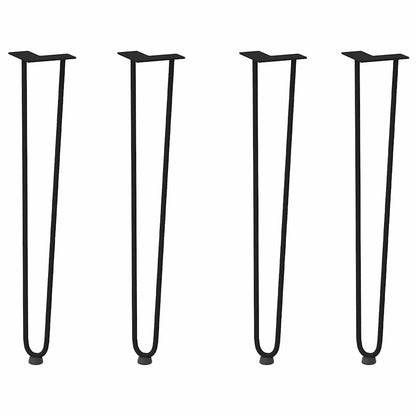 vidaXL hairpin legs for console tables for Console Table 4 pcs Black 72 cm Solid Steel