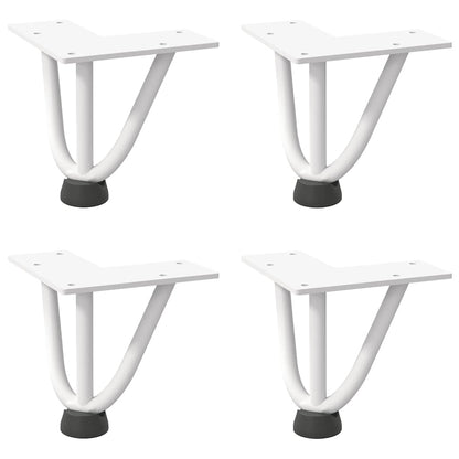 vidaXL Hairpin Legs for Coffee Table 4 pcs White 10 cm Solid Steel