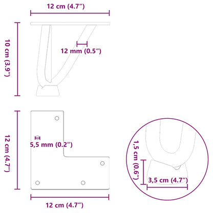 vidaXL Hairpin Legs for Coffee Table 4 pcs Anthracite 10 cm Solid Steel