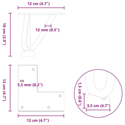 vidaXL Hairpin Legs for Coffee Table 4 pcs Natural Steel 10 cm Solid Steel