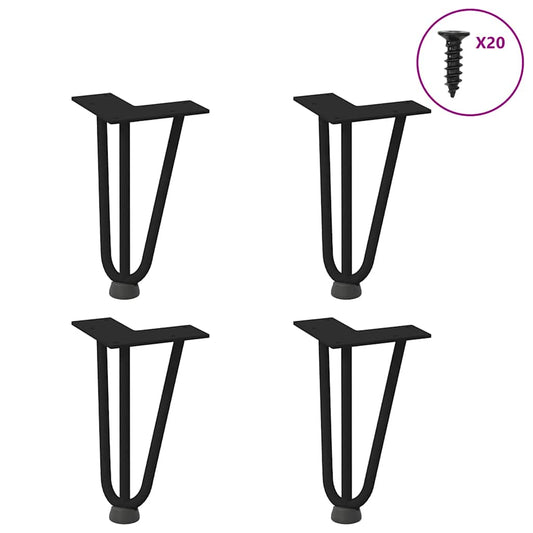 vidaXL Hairpin Legs for Coffee Table 4 pcs Black 20 cm Solid Steel