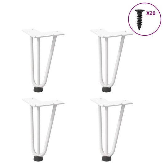 vidaXL Hairpin Legs for Coffee Table 4 pcs White 20 cm Solid Steel
