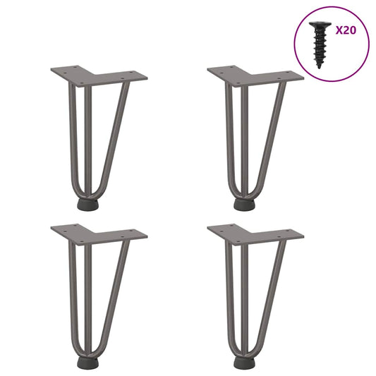 vidaXL Hairpin Legs for Coffee Table 4 pcs Natural Steel 20 cm Solid Steel