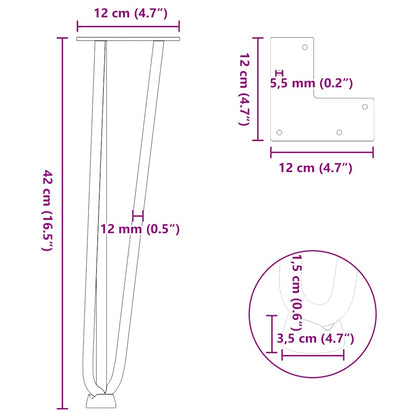 vidaXL Hairpin Legs for Coffee Table 4 pcs Anthracite 42 cm Solid Steel