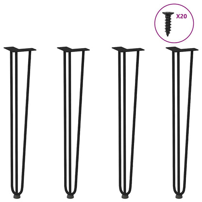 vidaXL hairpin legs for console tables for Console Table 4 pcs Black 72 cm Solid Steel