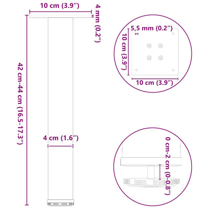 vidaXL Coffee Table Legs 4 pcs Natural Steel 42-44 cm Steel