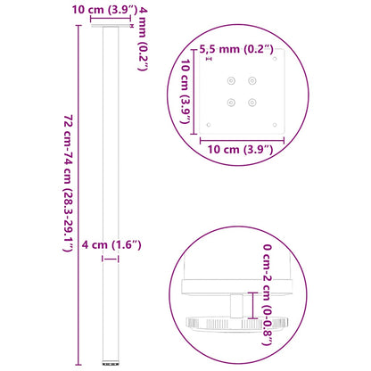 vidaXL Console Table Legs 4 pcs Black 72-74 cm Steel