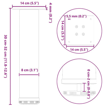 vidaXL Coffee Table Legs 4 pcs Natural Steel 30-32 cm Steel