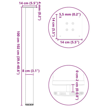 vidaXL Bar Table Legs 4 pcs Black 100-102 cm Steel