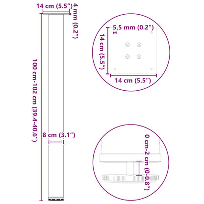 vidaXL Bar Table Legs 4 pcs Anthracite 100-102 cm Steel