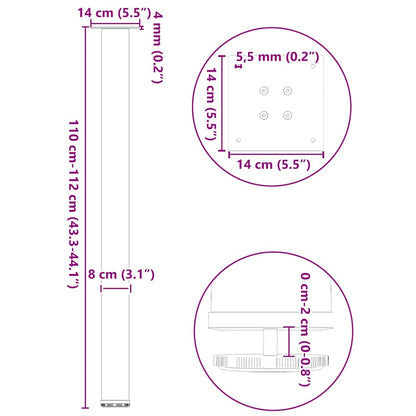 vidaXL Bar Table Legs 4 pcs Anthracite 110-112 cm Steel