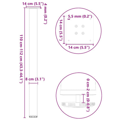 vidaXL Bar Table Legs 4 pcs Natural Steel 110-112 cm Steel
