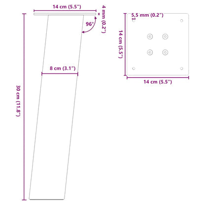 vidaXL Coffee Table Legs 4 pcs Natural Steel 30 cm Steel