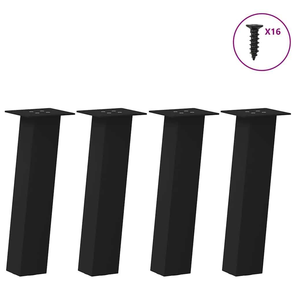 vidaXL Coffee Table Legs 4 pcs Black 42 cm Steel