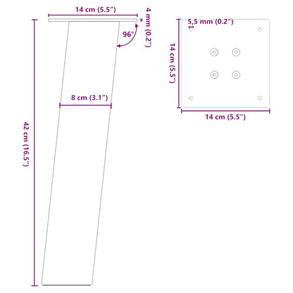 vidaXL Coffee Table Legs 4 pcs Anthracite 42 cm Steel