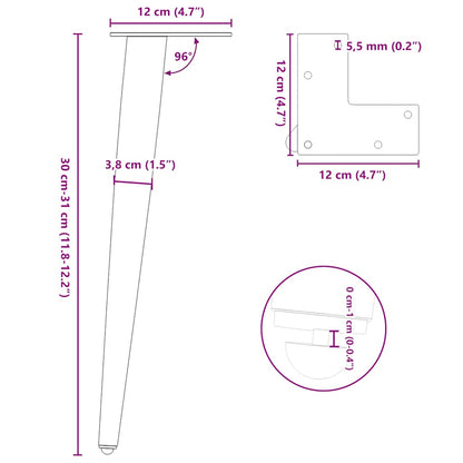 vidaXL Coffee Table Legs Conical Shape 4 pcs Anthracite 30-31 cm Steel