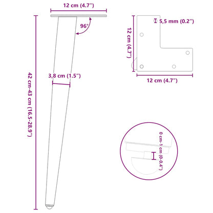 vidaXL Coffee Table Legs Conical Shape 4 pcs White 42-43 cm Steel
