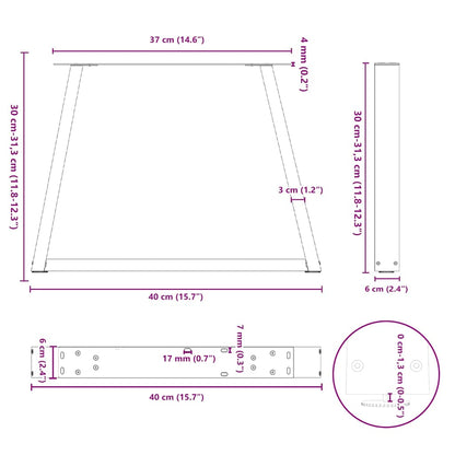 vidaXL Coffee Table Legs V-Shape 2 pcs White 40x(30-31.3) cm Steel