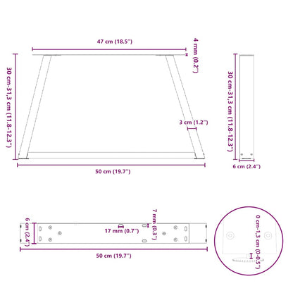 vidaXL Coffee Table Legs V-Shape 2 pcs Anthracite 50x(30-31.3) cm Steel