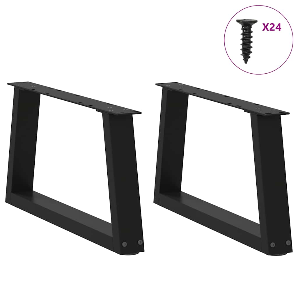 vidaXL Coffee Table Legs V-Shape 2 pcs Black 60x(30-31.3) cm Steel