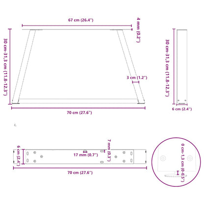 vidaXL Coffee Table Legs V-Shape 2 pcs Anthracite 70x(30-31.3) cm Steel