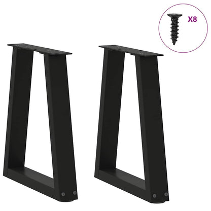 vidaXL Dining Table Leg | Set of 2 | Black | Powder-coated steel | Medium