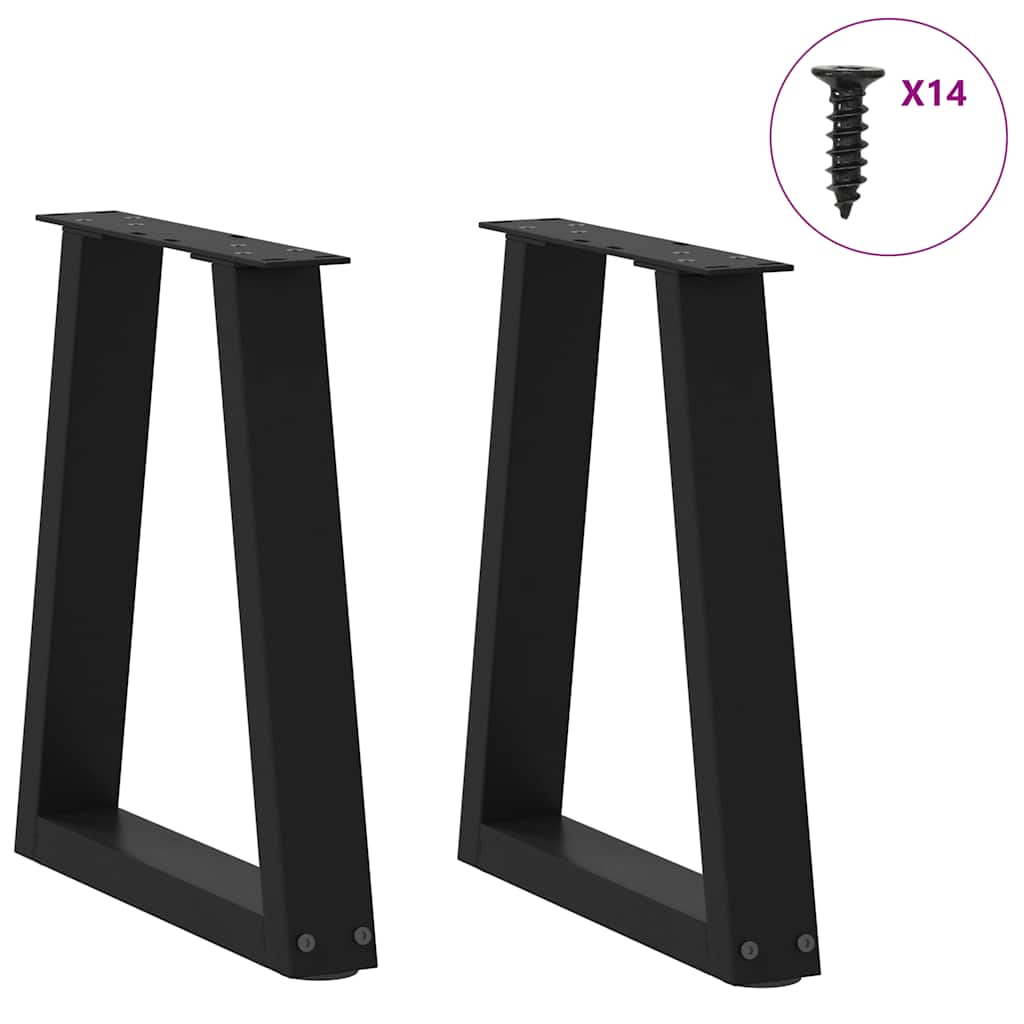 vidaXL Dining Table Leg | Set of 2 | Black | Powder-Coated Steel