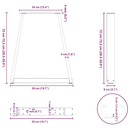 vidaXL Dining Table Legs V-Shape 2 pcs White 50x(72-73.3) cm Steel