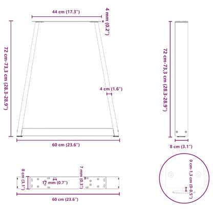 vidaXL Dining Table Legs V-Shape 2 pcs Anthracite 60x(72-73.3) cm Steel