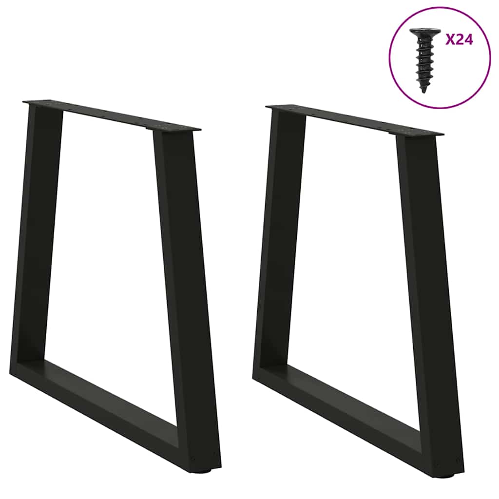 vidaXL Dining Table Leg | Set of 2 | Black | Powder-coated steel | Standard