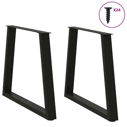 vidaXL Dining Table Leg | Set of 2 | Black | Powder-coated steel | Standard
