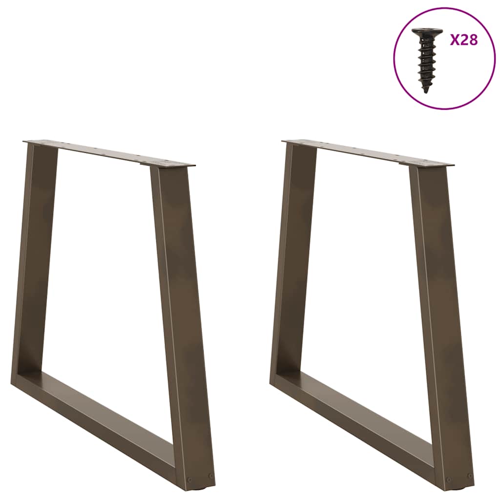vidaXL Dining Table Legs V-Shape 2 pcs Natural Steel 90x(72-73.3) cm Steel