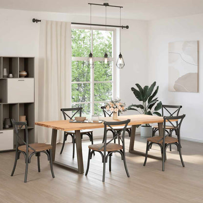 vidaXL Dining Table Legs V-Shape 2 pcs Natural Steel 100x(72-73,3) cm Steel