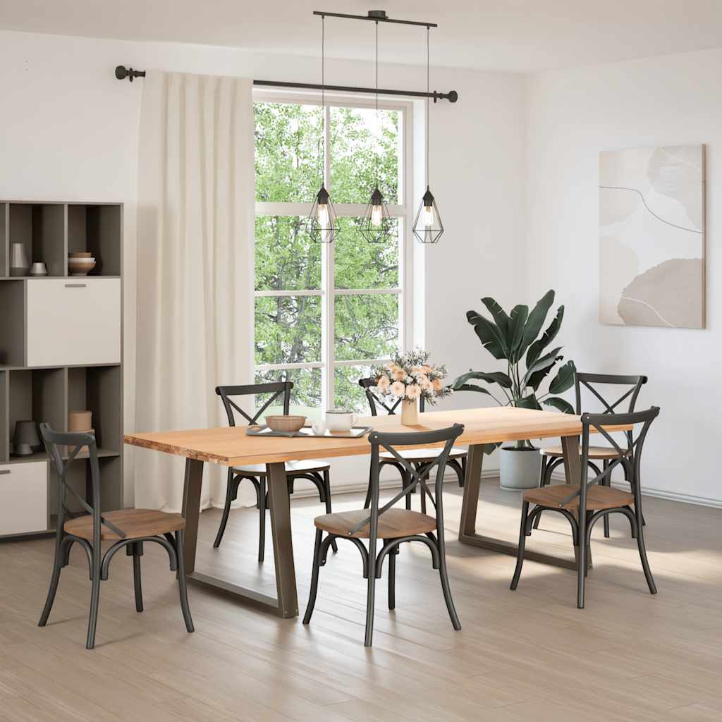 vidaXL Dining Table Legs V-Shape 2 pcs Natural Steel 100x(72-73.3) cm Steel